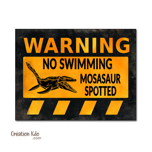 panneau danger dinosaure rétro area jurassic park plaque déco murale raptor vélociraptor