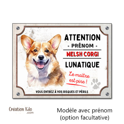 Plaque Corgi Roux Humour Chien Lunatique Le Maître est Pire Panneau Aluminium personnalisé