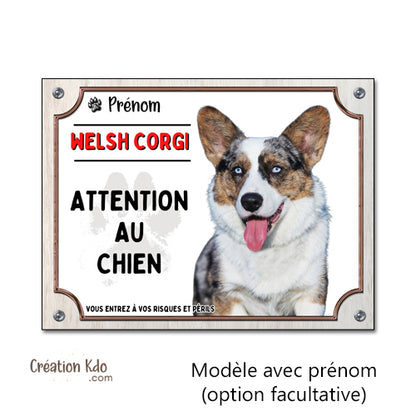 Panneau de Garde Welsh Corgi Bleu Merle - Plaque de Signalisation en Aluminium personnalisable