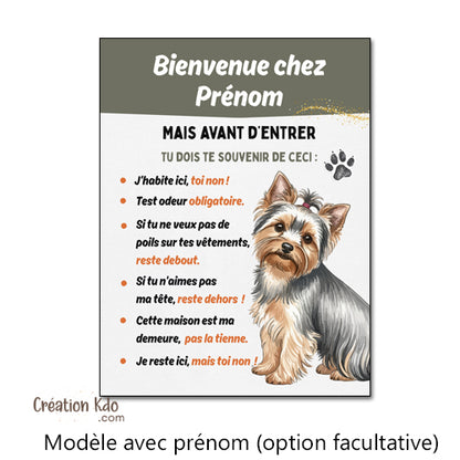 Plaque Yorkshire "Bienvenue chez moi : Les Règles" - Panneau Humour Aluminium
