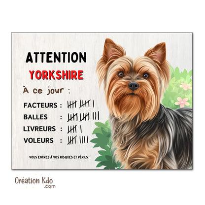 yorkshire je monte la garde plaque attention au chien panneau pancarte à ce jour nombre facteurs