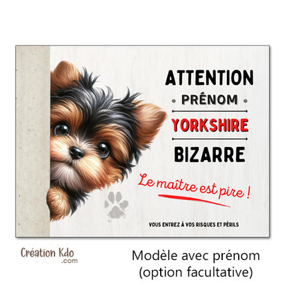yorkshire je monte la garde plaque attention au chien bizarre humour panneau pancarte