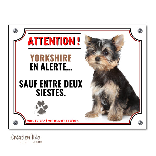 plaque humour yorkshire attention au chien panneau portail personnalisé