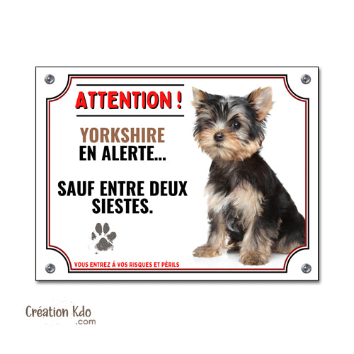 plaque humour yorkshire attention au chien panneau portail personnalisé