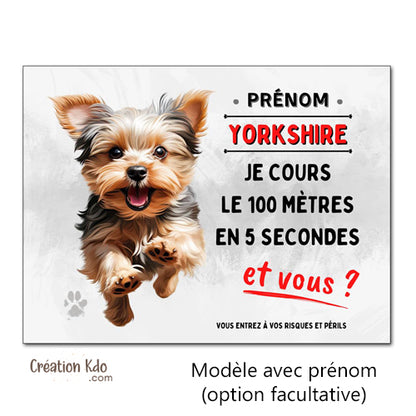 plaque yorkshire humour panneau je monte la garde pancarte chien