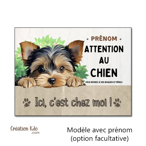 plaque yorkshire terrier attention au chien panneau portail je monte la garde personnalisée photo
