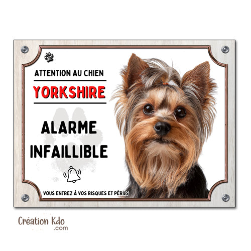 plaque yorkshire humour panneau je monte la garde pancarte chien