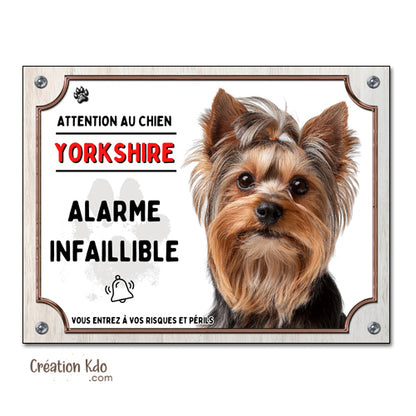 plaque yorkshire humour panneau je monte la garde pancarte chien