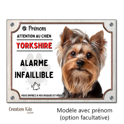 plaque yorkshire humour panneau je monte la garde pancarte chien