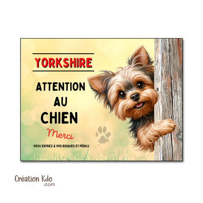 plaque yorkshire terrier attention au chien merci panneau portail je monte la garde