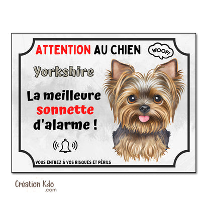 plaque yorkshire humour panneau je monte la garde pancarte chien