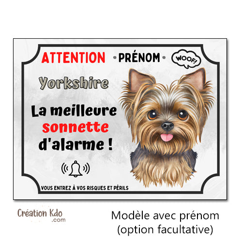 plaque yorkshire humour panneau je monte la garde pancarte chien