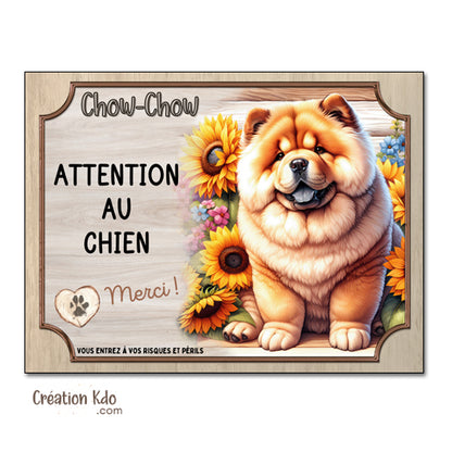 plaque attention au chien merci chow chow panneau portail je monte la garde