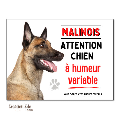 plaque malinois chien à humeur variable panneau portail