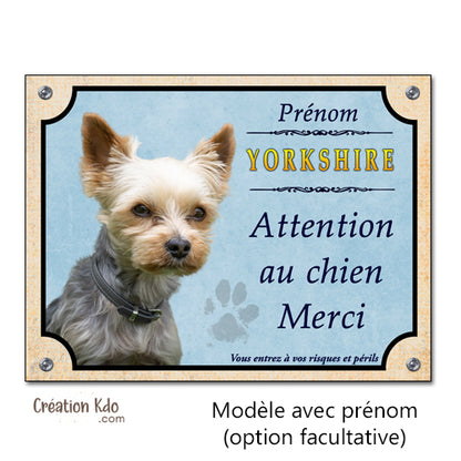 plaque yorkshire terrier attention au chien merci panneau portail je monte la garde personnalisé photo