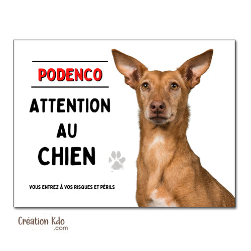 Podenco Plaque Attention au chien Panneau de portail