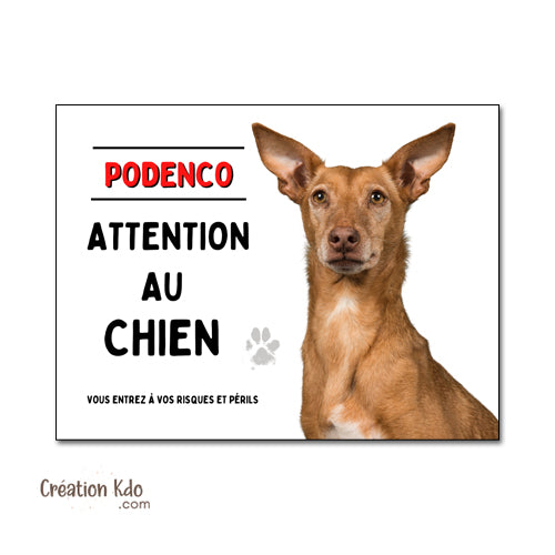 Podenco Plaque Attention au chien Panneau de portail je monte la garde