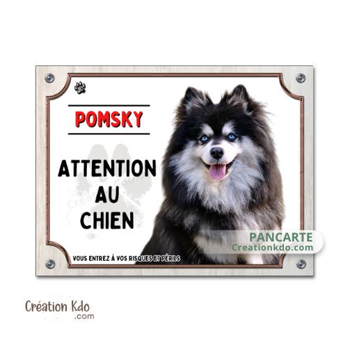 pomsky plaque attention au chien panneau portail je monte la garde pancarte