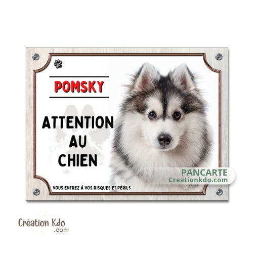 pomsky plaque attention au chien panneau portail je monte la garde pancarte