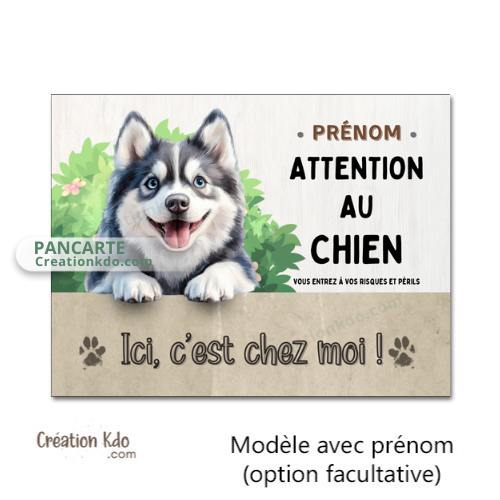 Plaque Pomsky panneau Attention au chien c'est chez moi pancarte de portail personnalisé