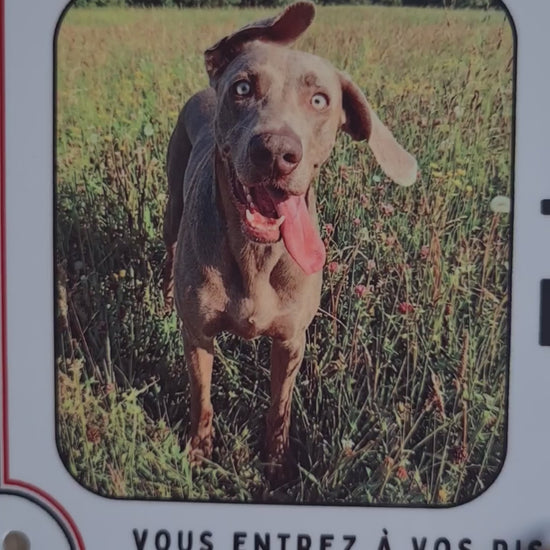 plaque personnalisée attention au chien je monte la garde panneau portail photo