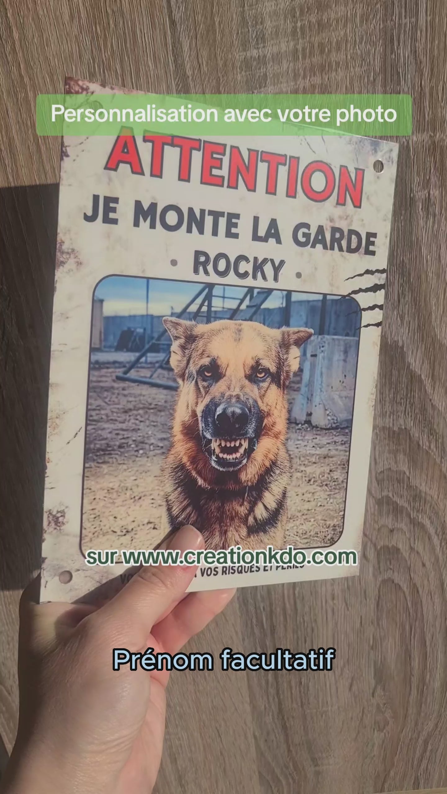 plaque je monte la garde avec votre photo personnalisée panneau portail chien