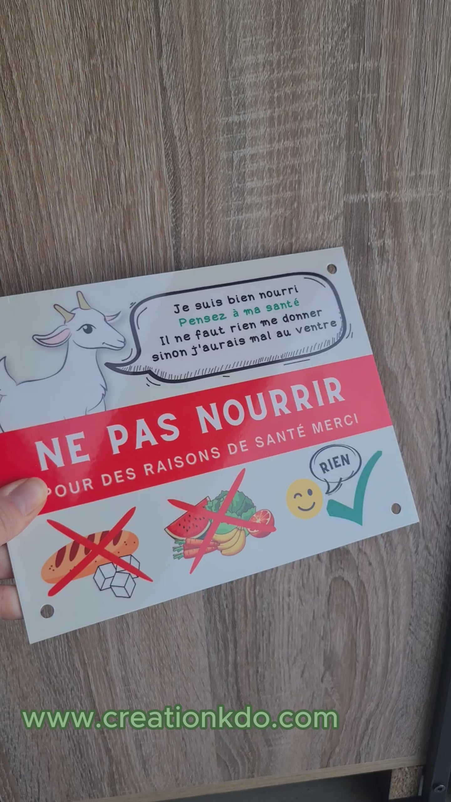 plaque ne pas nourrir chèvre