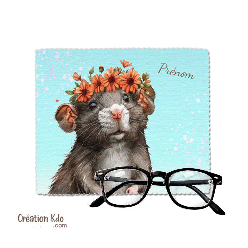 Essuie-Lunettes Rat dumbo Domestique Aquarelle Personnalisable avec Prénom