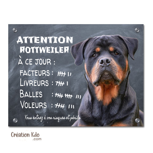 plaque attention au chien rottweiler panneau portail je monte la garde