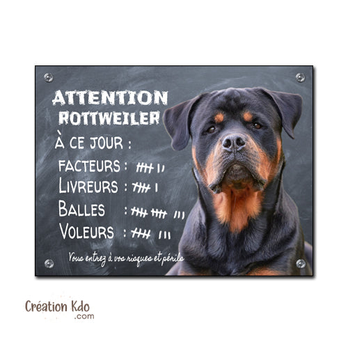 plaque attention au chien rottweiler panneau portail je monte la garde