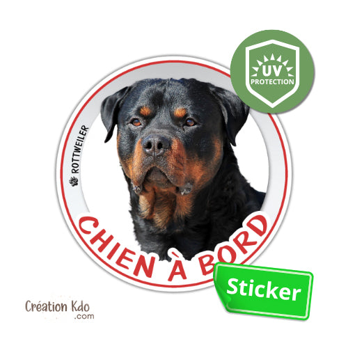 sticker rottweiler chien à bord photo autocollant voiture rond