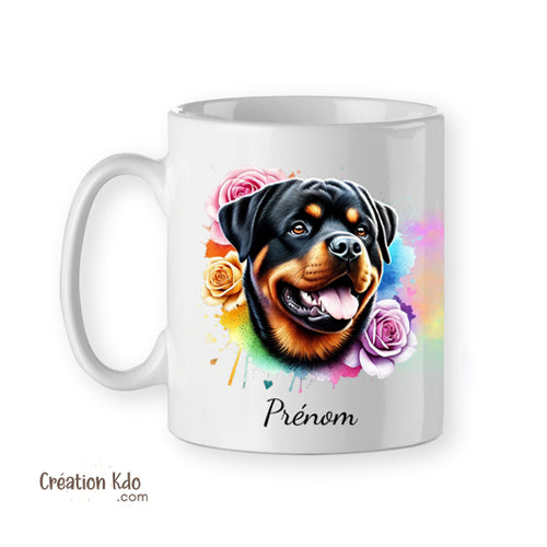 mug rottweiler tasse chien céramique blanc