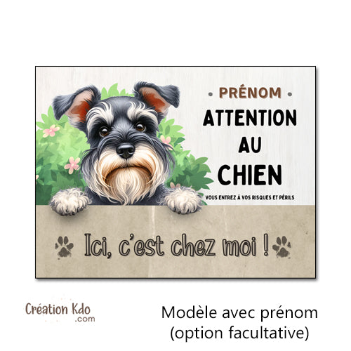 schnauzer attention au chien panneau monte la garde plaque portail personnalisé