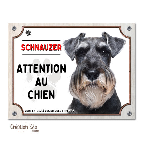 panneau schnauzer plaque attention au chien monte la garde