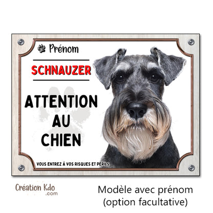 plaque schnauzer attention au chien pancarte monte la garde panneau personnalisé