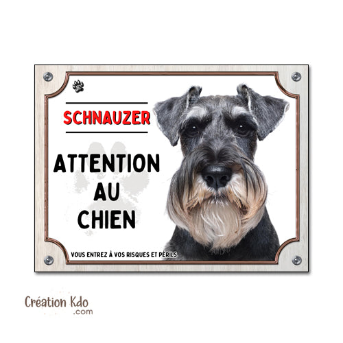panneau schnauzer plaque attention au chien je monte la garde
