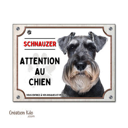 panneau schnauzer plaque attention au chien je monte la garde