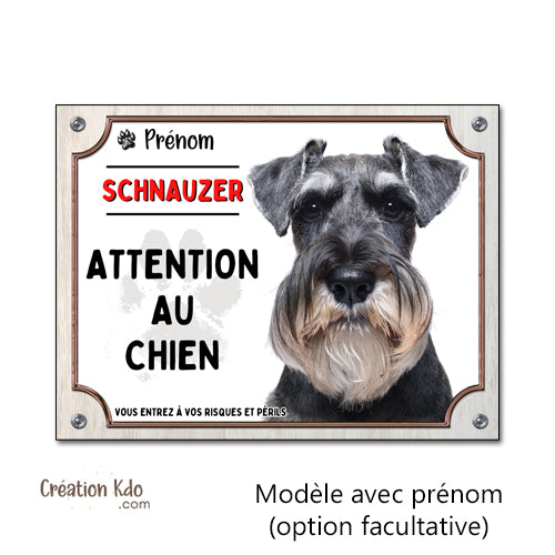 panneau schnauzer plaque attention au chien monte la garde personnalisé