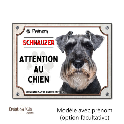 panneau schnauzer plaque attention au chien monte la garde personnalisé