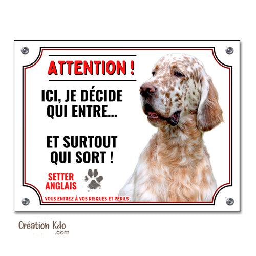 plaque entre qui veut sort qui peut chien setter anglais panneau portail monte la garde