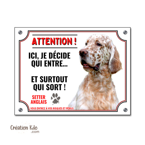 plaque entre qui veut sort qui peut chien setter anglais panneau portail monte la garde