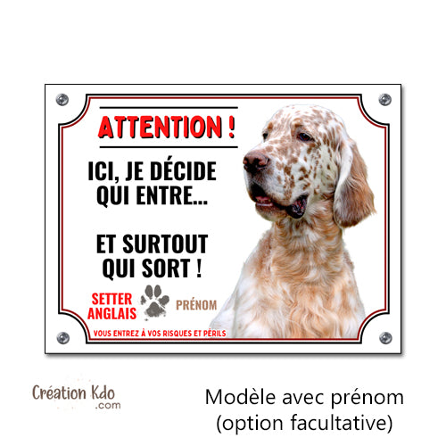 plaque entre qui veut sort qui peut chien setter anglais panneau portail monte la garde