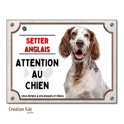 plaque setter anglais attention au chien panneau monte la garde