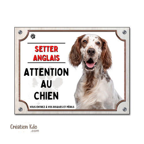 plaque setter anglais attention au chien panneau monte la garde