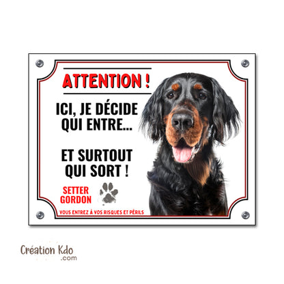 plaque entre qui veut sort qui peut chien setter gordon panneau portail monte la garde