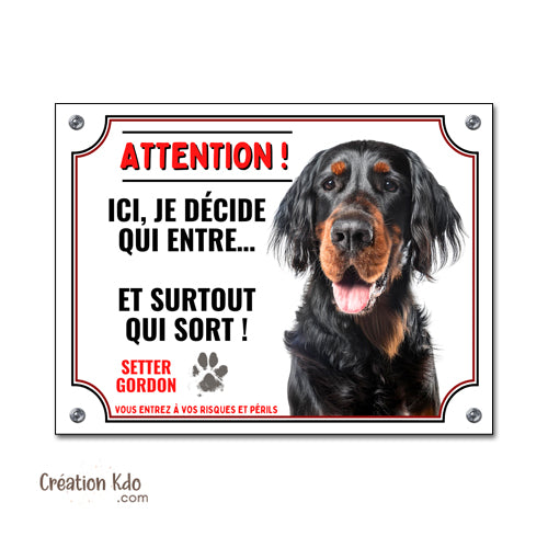 plaque entre qui veut sort qui peut chien setter gordon panneau portail monte la garde