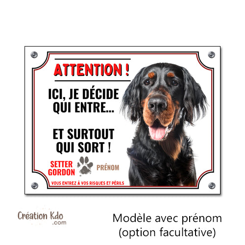 plaque entre qui veut sort qui peut chien setter gordon panneau portail monte la garde