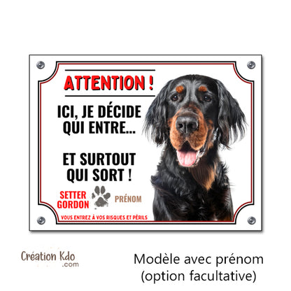 plaque entre qui veut sort qui peut chien setter gordon panneau portail monte la garde