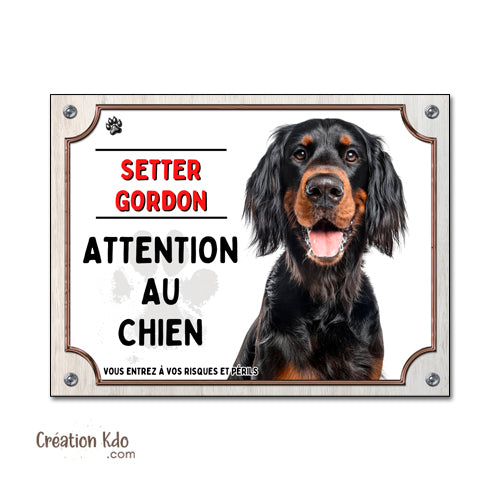 plaque setter gordon attention au chien panneau monte la garde