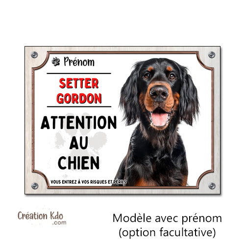 plaque setter gordon attention au chien panneau monte la garde